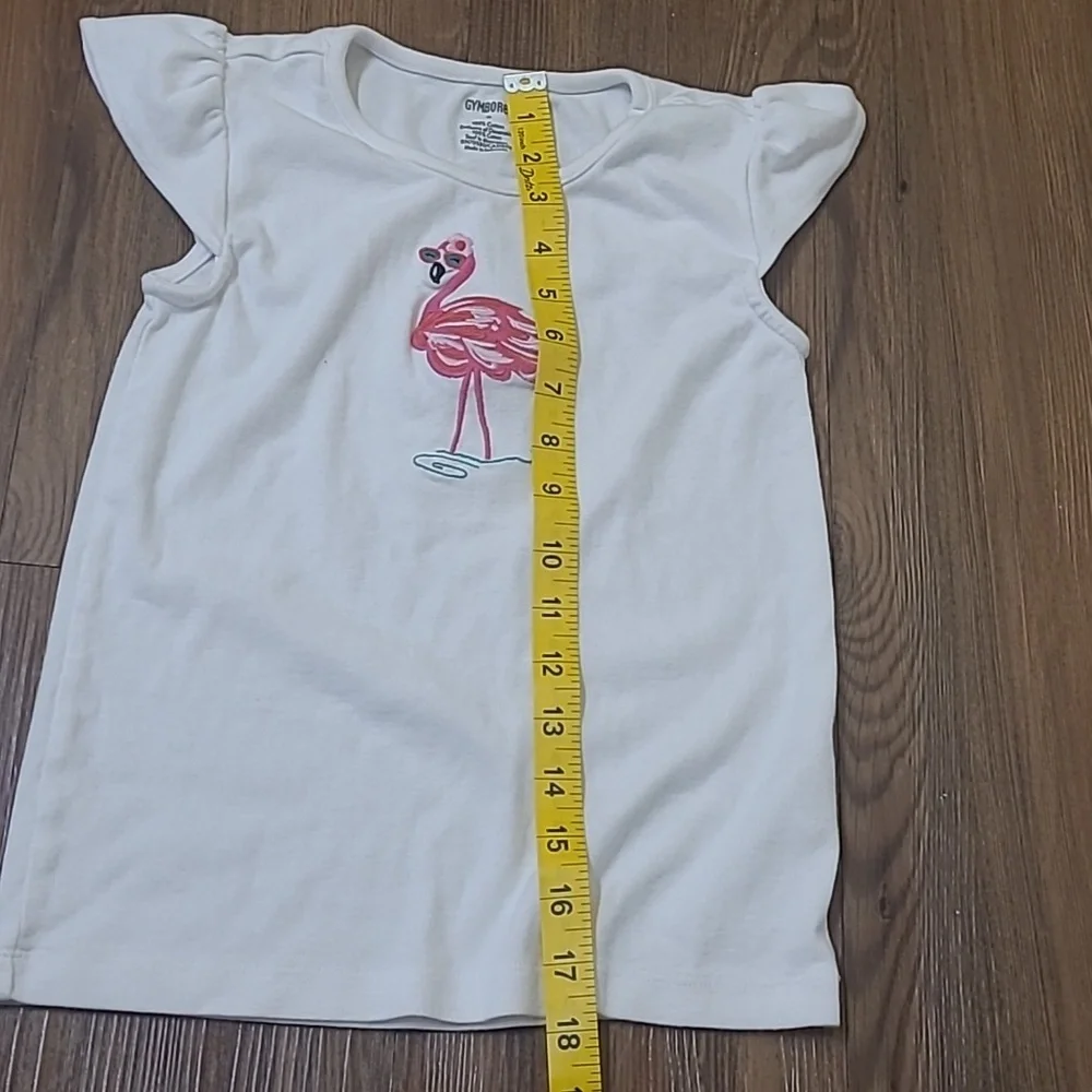 GYMBOREE B'gosh White Tee with‎ Pink Flamingoused good condition.